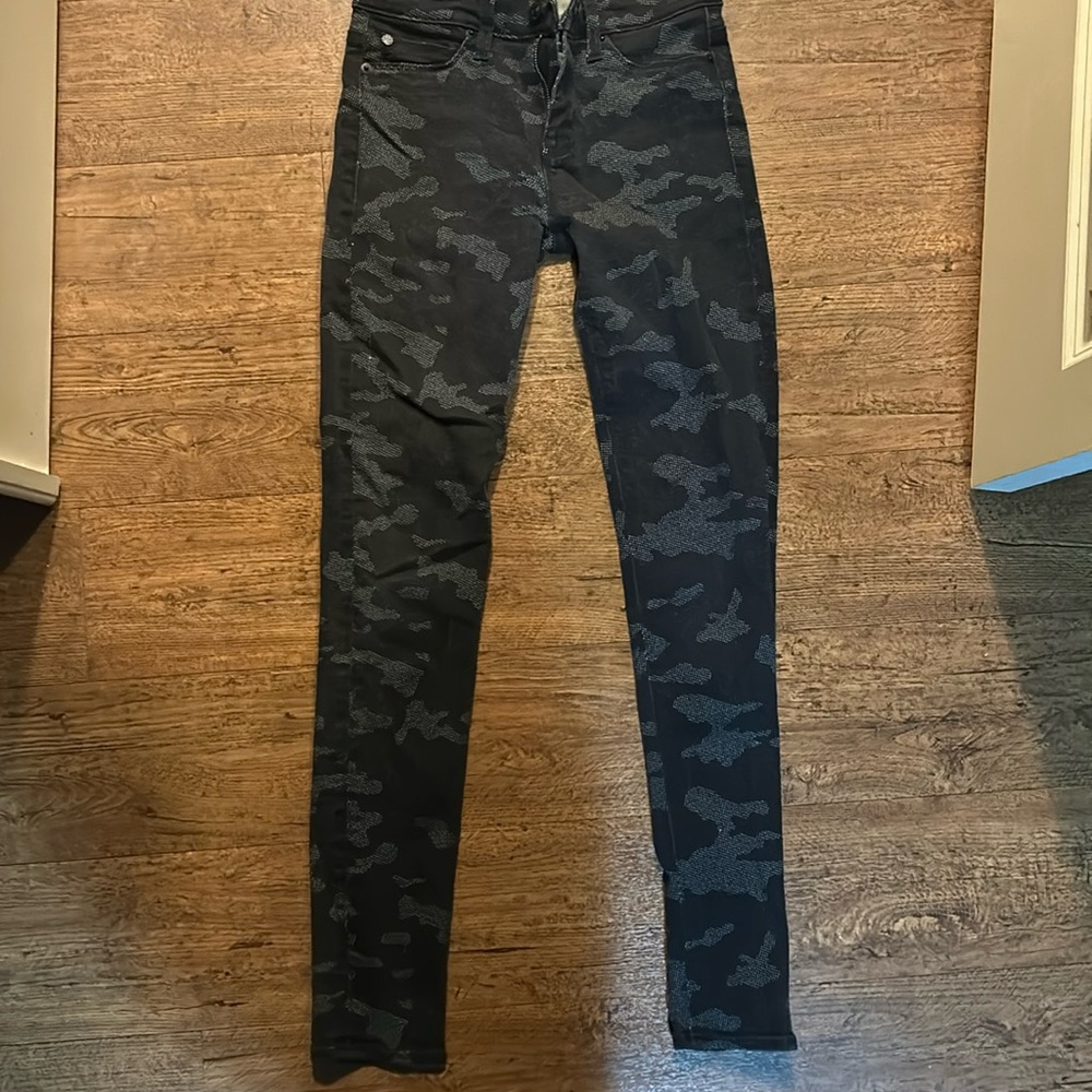 Hudson Black and White Pixilated Camo Skinny Jeans